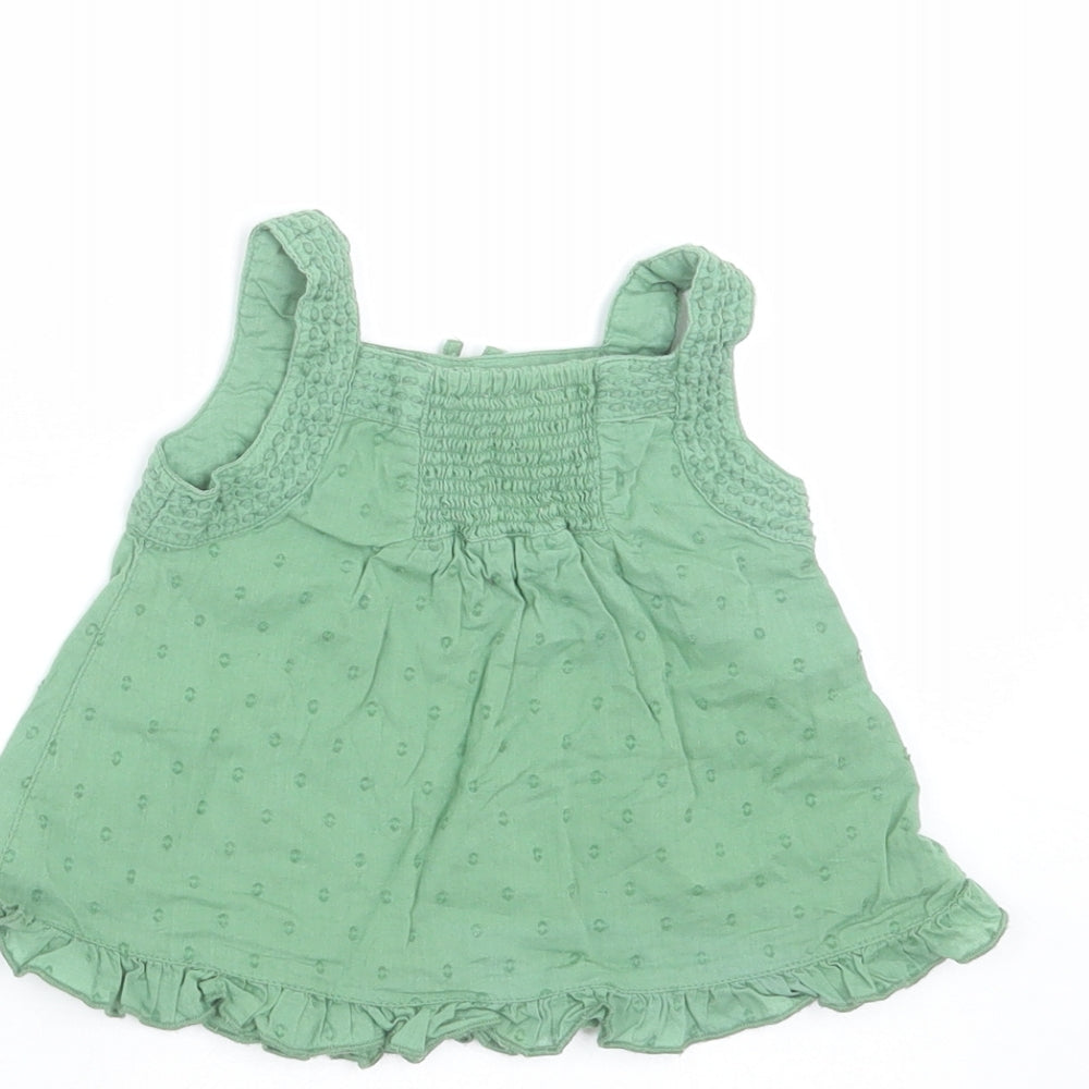 Monsoon Girls Green Geometric  Basic Blouse Size 3-6 Months