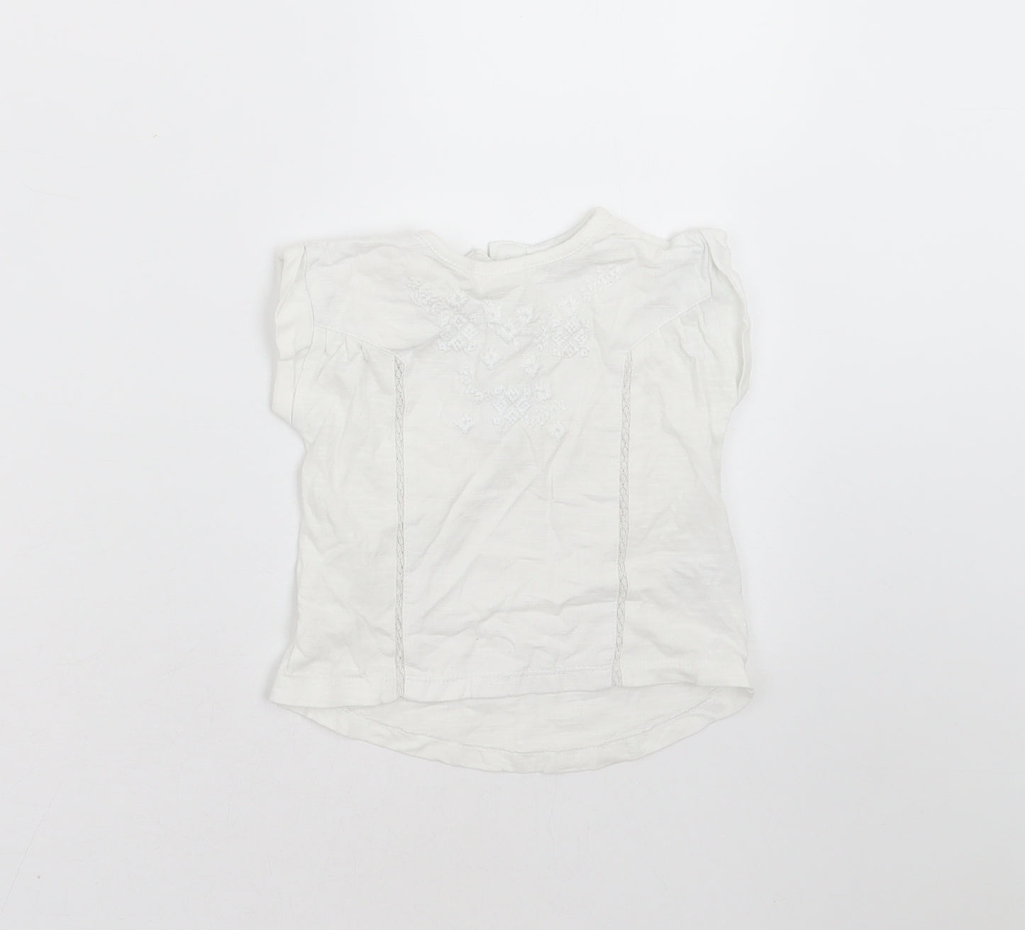 NEXT Girls White   Basic T-Shirt Size 3-6 Months  - Embroidered detail