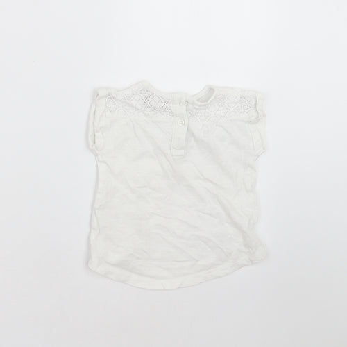 NEXT Girls White   Basic T-Shirt Size 3-6 Months  - Embroidered detail