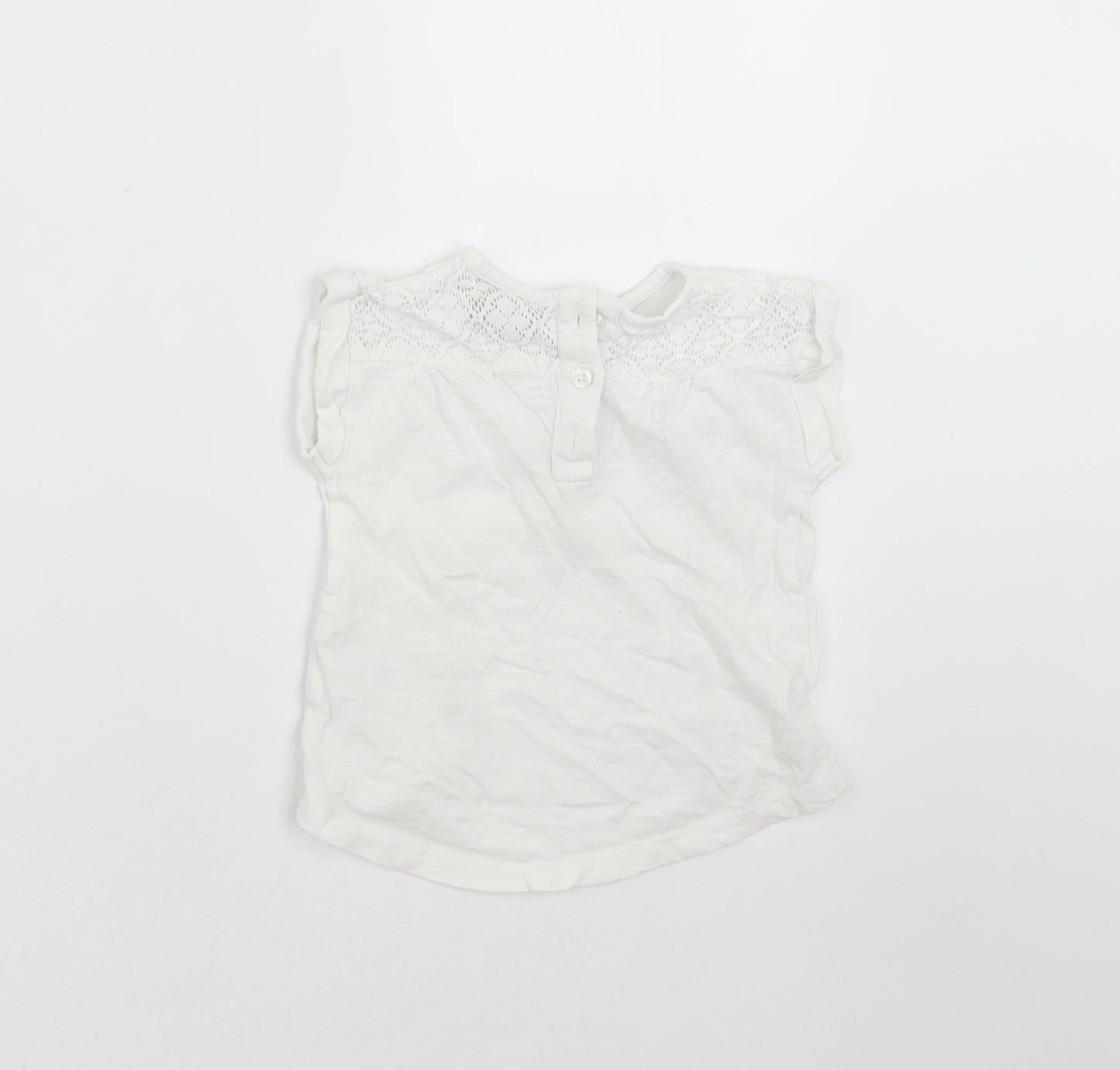 NEXT Girls White   Basic T-Shirt Size 3-6 Months  - Embroidered detail
