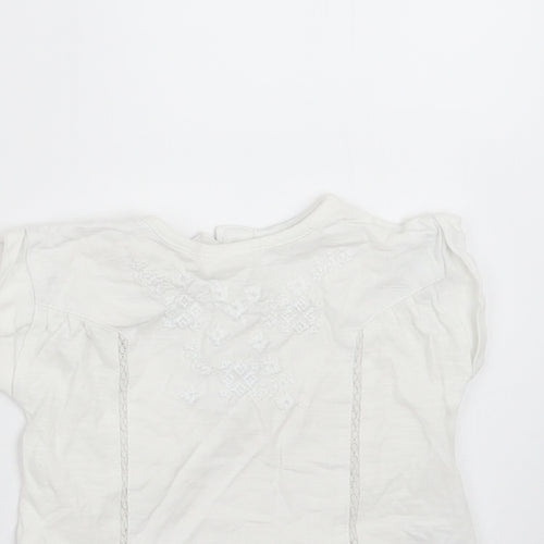NEXT Girls White   Basic T-Shirt Size 3-6 Months  - Embroidered detail