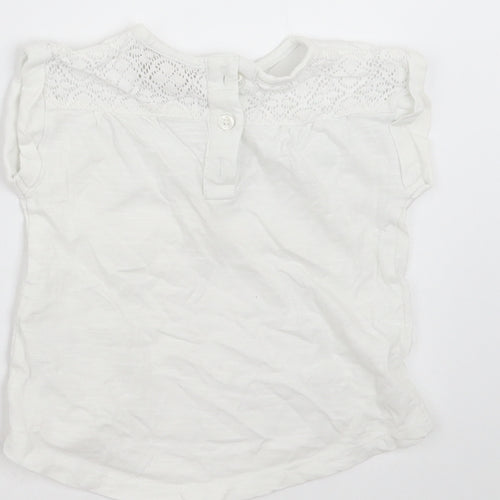 NEXT Girls White   Basic T-Shirt Size 3-6 Months  - Embroidered detail