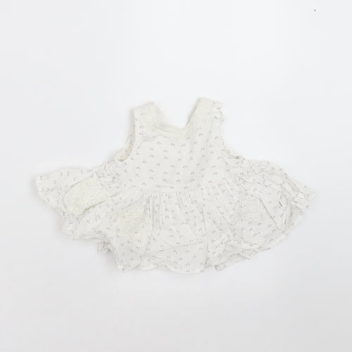 NEXT Girls White Floral  Basic Blouse Size 3-6 Months