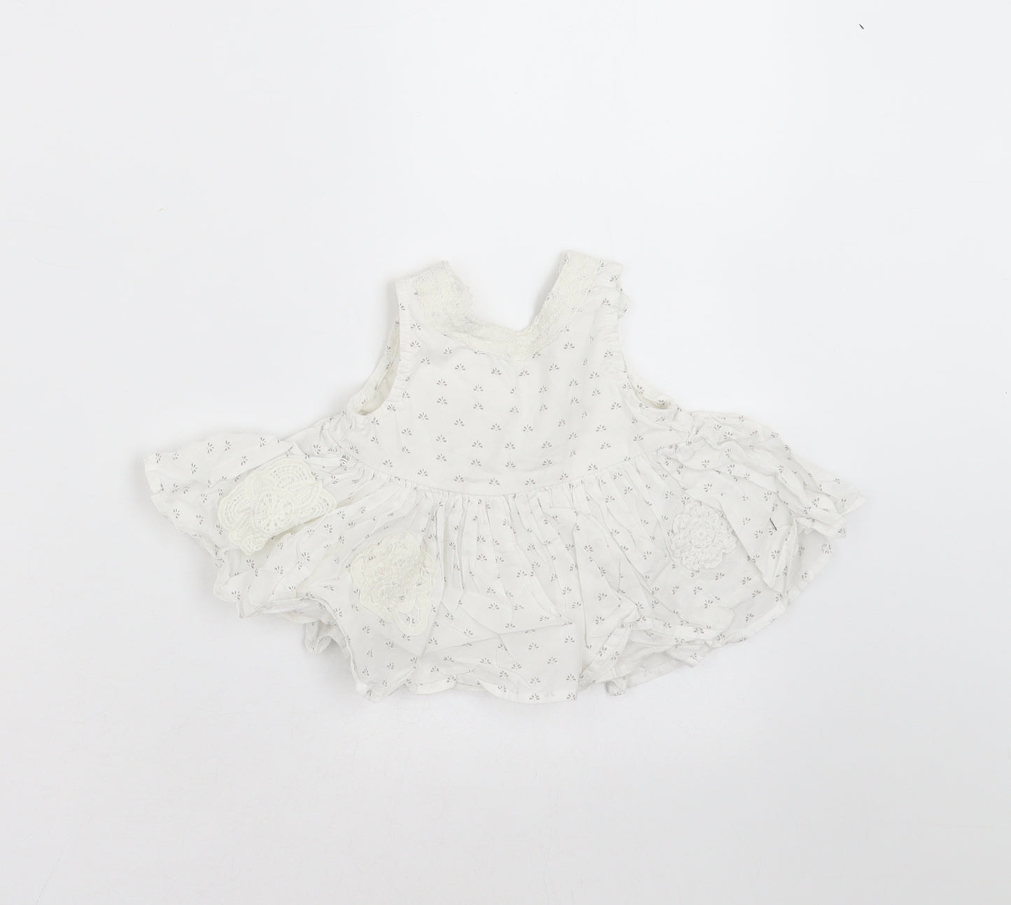 NEXT Girls White Floral  Basic Blouse Size 3-6 Months
