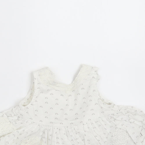 NEXT Girls White Floral  Basic Blouse Size 3-6 Months