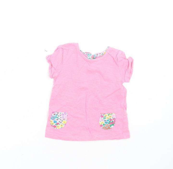 NEXT Girls Pink Basic T-Shirt Size 3-6 Months - Floral Pocket Pattern