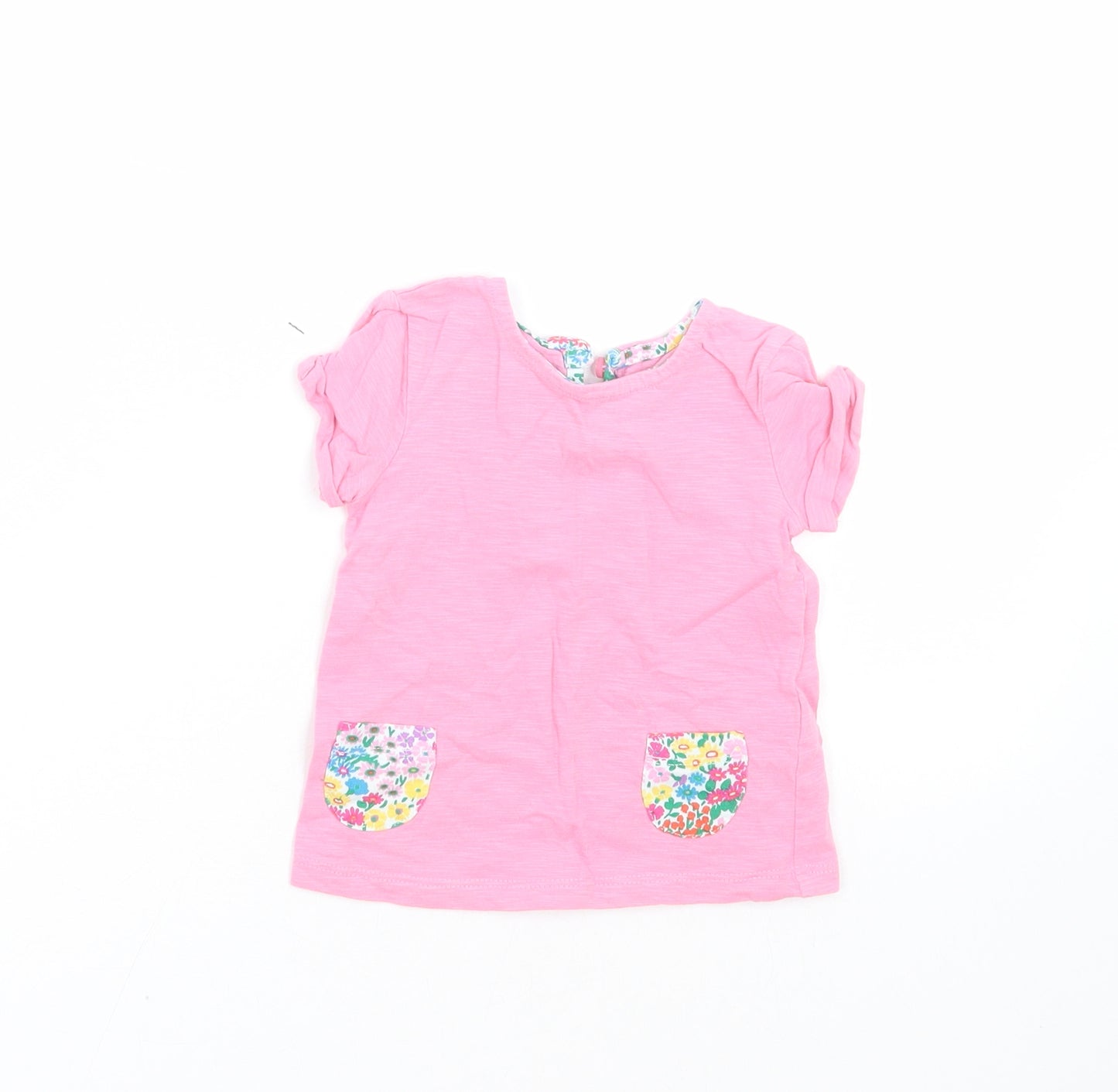 NEXT Girls Pink   Basic T-Shirt Size 3-6 Months  - Floral Pocket Pattern