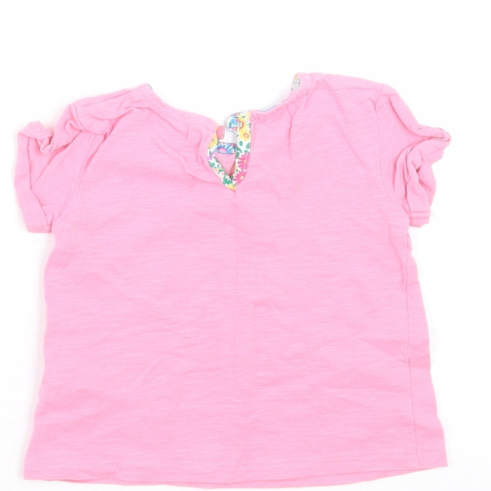 NEXT Girls Pink   Basic T-Shirt Size 3-6 Months  - Floral Pocket Pattern