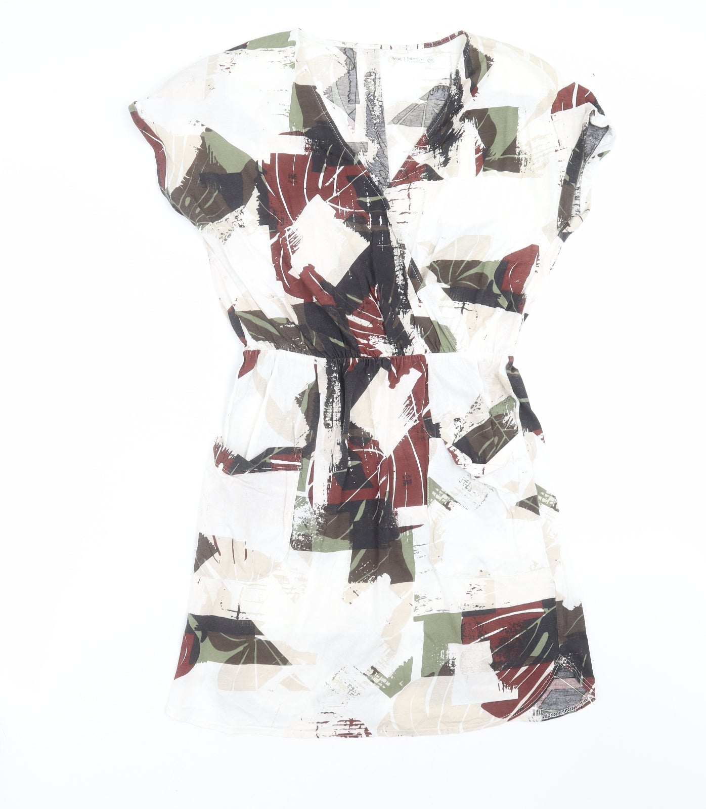 NEXT Womens Ivory Geometric  T-Shirt Dress  Size 10