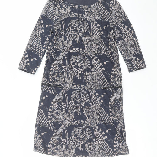 White Stuff Womens Grey Floral  T-Shirt Dress  Size 10