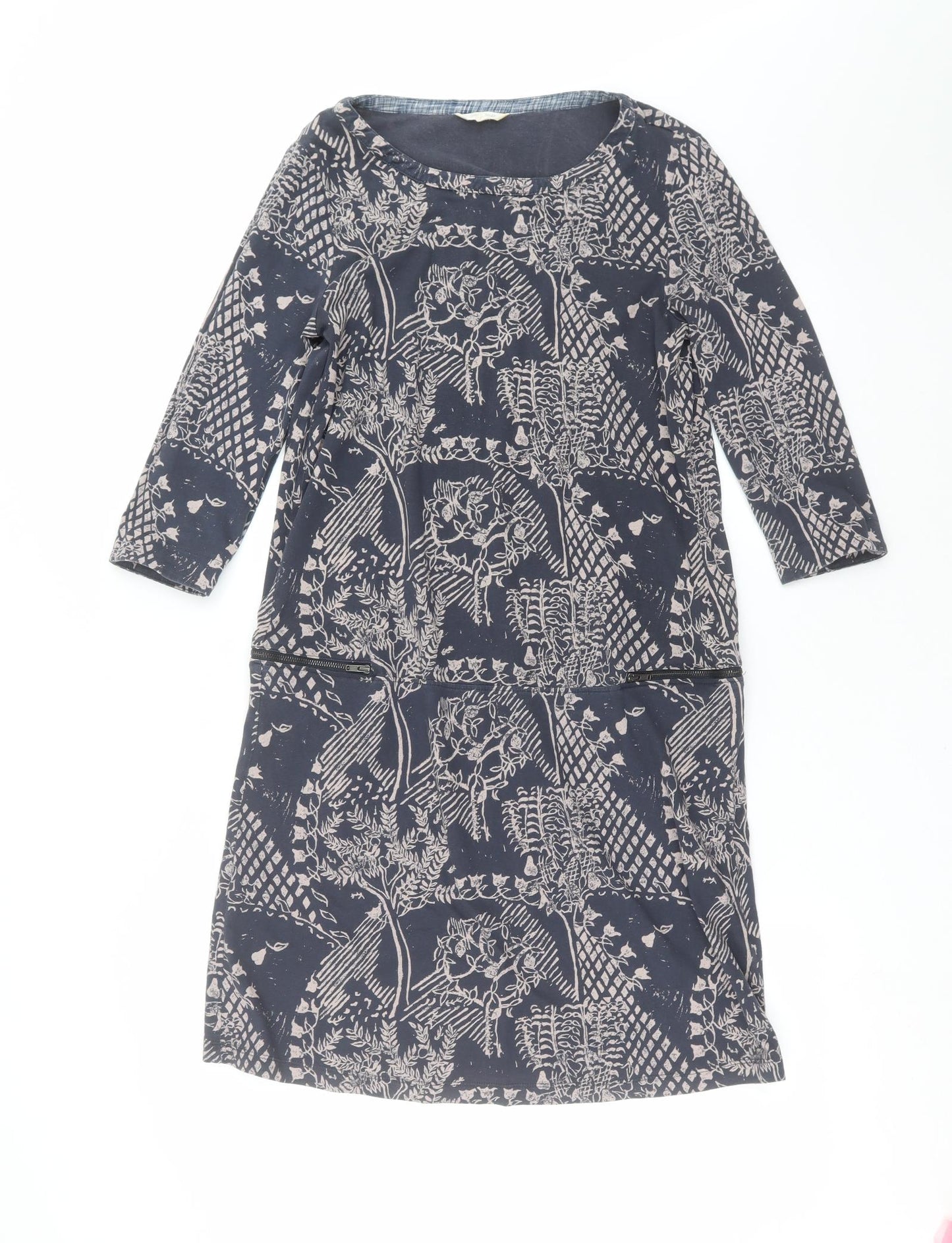 White Stuff Womens Grey Floral  T-Shirt Dress  Size 10