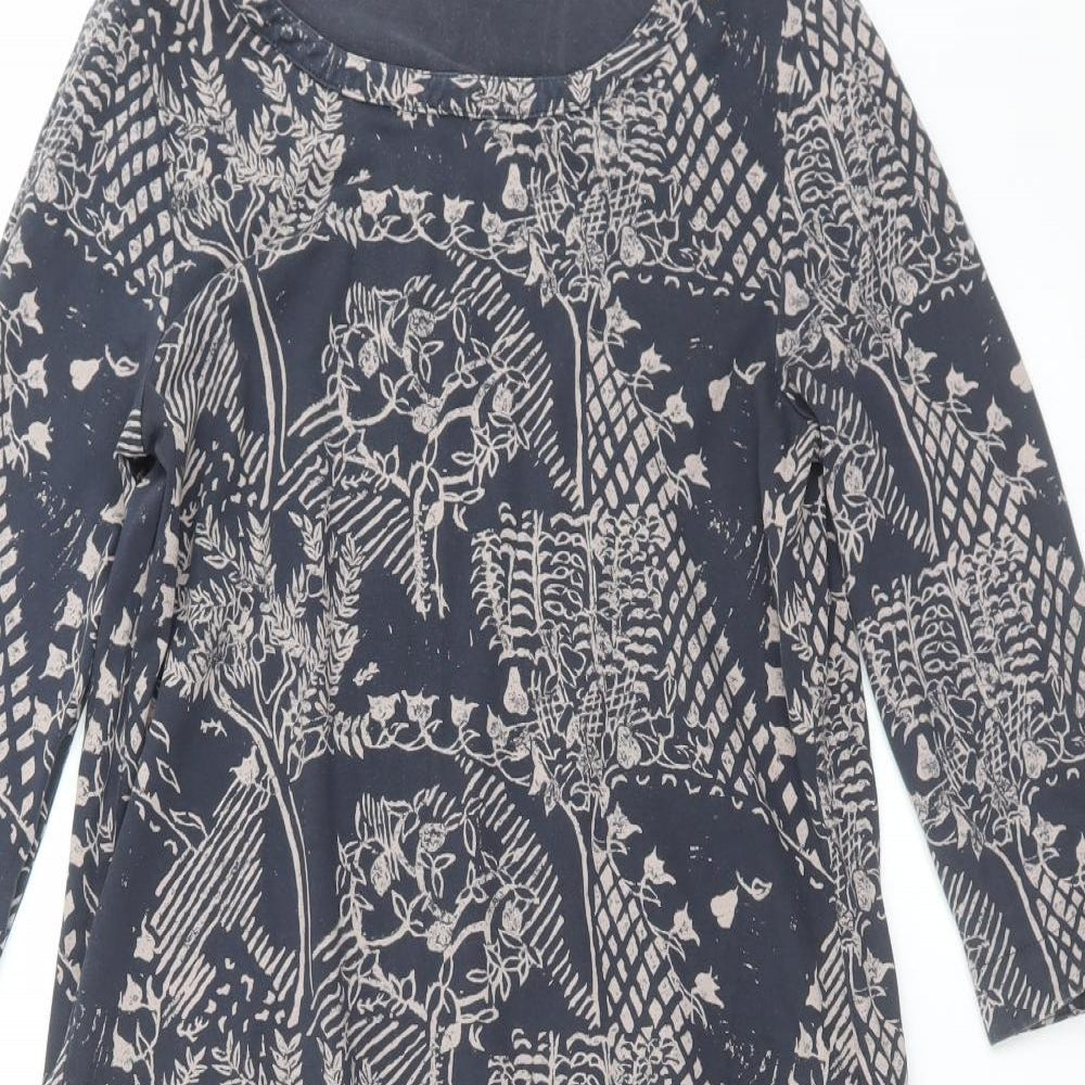 White Stuff Womens Grey Floral  T-Shirt Dress  Size 10