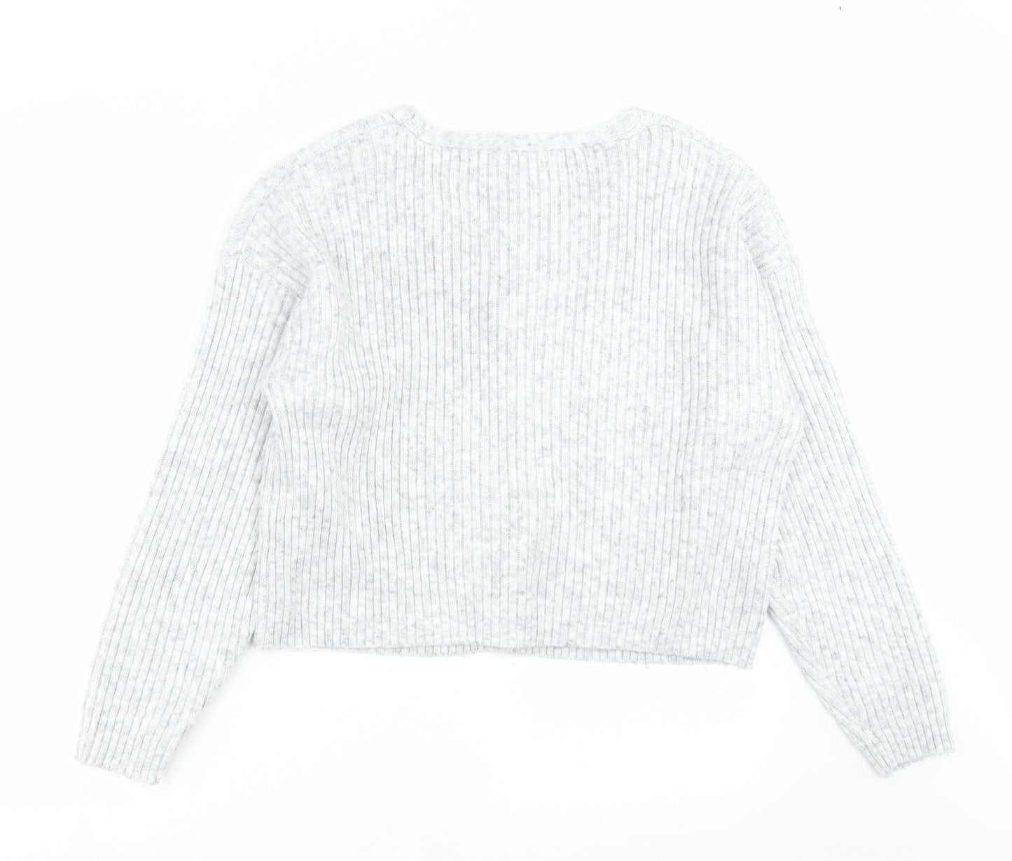 Primark Womens Grey Striped Knit Cardigan Jumper Size L