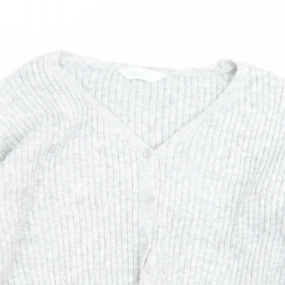 Primark Womens Grey Striped Knit Cardigan Jumper Size L