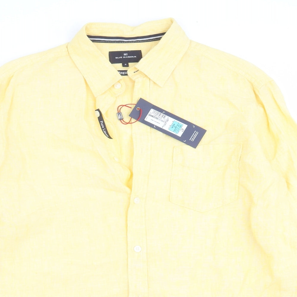 Marks and Spencer Mens Yellow    Button-Up Size M