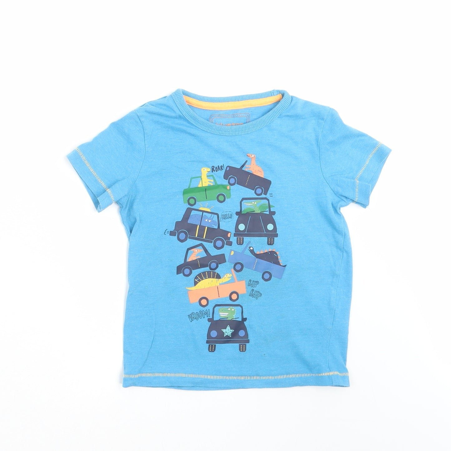 Blue Zoo Boys Blue   Basic T-Shirt Size 2-3 Years  - dinosaurs, cars