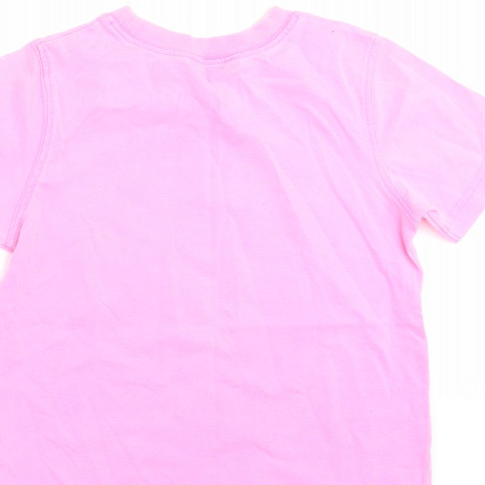 George Girls Pink   Basic T-Shirt Size 4-5 Years  - happy monster