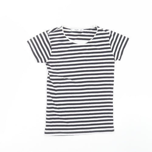 Mango Womens Black Striped  Basic T-Shirt Size S
