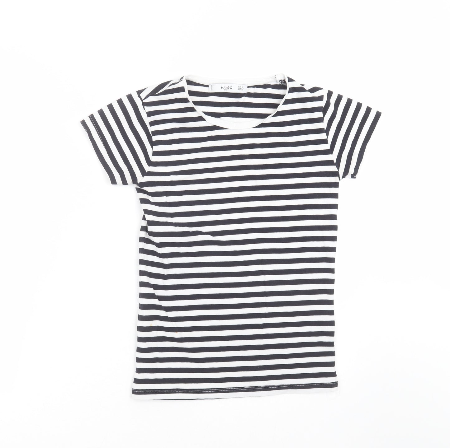 Mango Womens Black Striped  Basic T-Shirt Size S