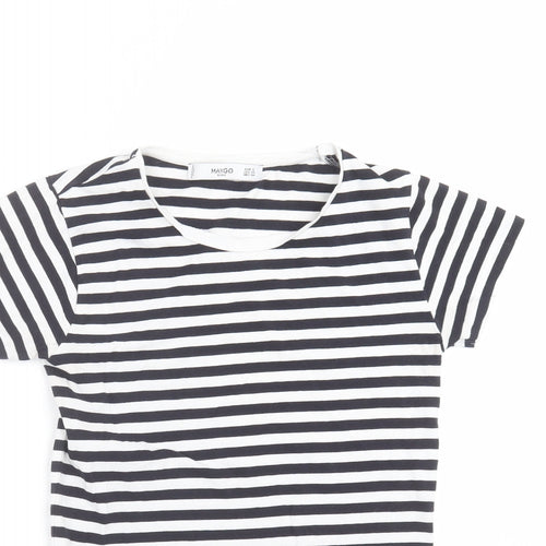 Mango Womens Black Striped  Basic T-Shirt Size S