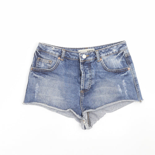 Topshop Womens Blue  Denim Hot Pants Shorts Size 30 in - distressed