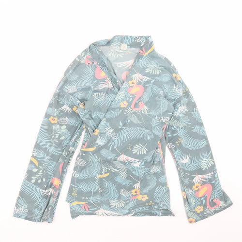 SheIn Womens Gold Floral  Wrap Blouse Size S  - Tropical print