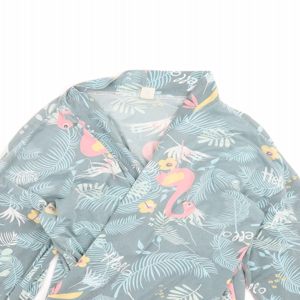 SheIn Womens Gold Floral  Wrap Blouse Size S  - Tropical print