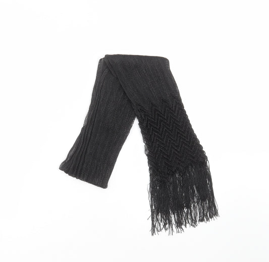 Front view of Preworn women’s black geometric scarf