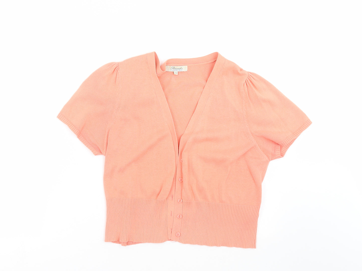 Peacocks Womens Orange  Knit Cardigan Jumper Size 20