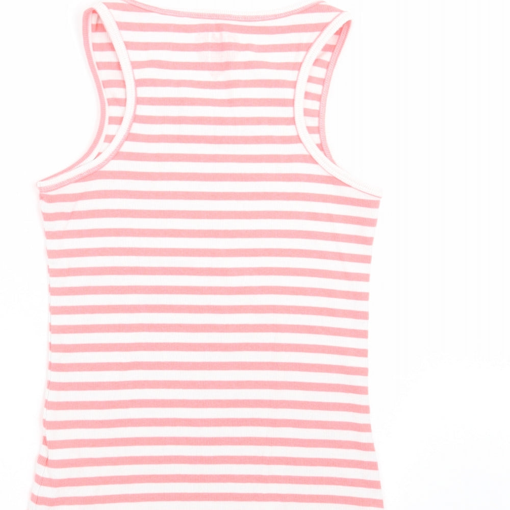NEXT Girls Pink Striped  Basic Tank Size 12 Years