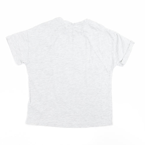 Marks and Spencer Girls Grey   Basic T-Shirt Size 9-10 Years  - sequin heart