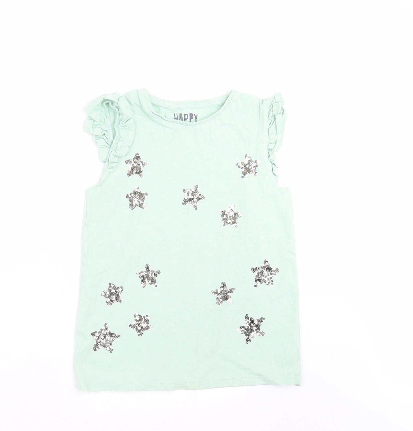 F&F Girls Green   Basic T-Shirt Size 10-11 Years  - stars