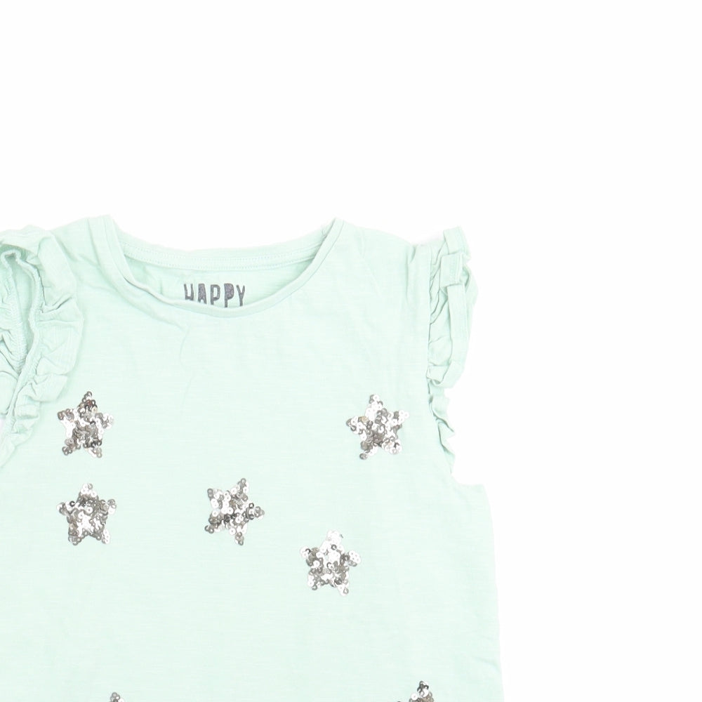 F&F Girls Green   Basic T-Shirt Size 10-11 Years  - stars