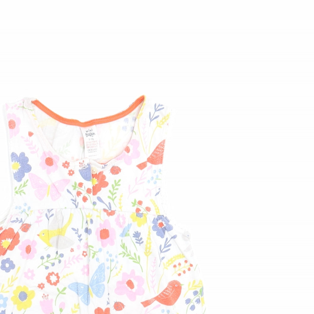 Mini Boden Girls White Floral  Basic T-Shirt Size 9-10 Years