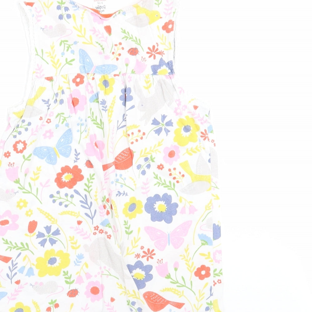 Mini Boden Girls White Floral  Basic T-Shirt Size 9-10 Years