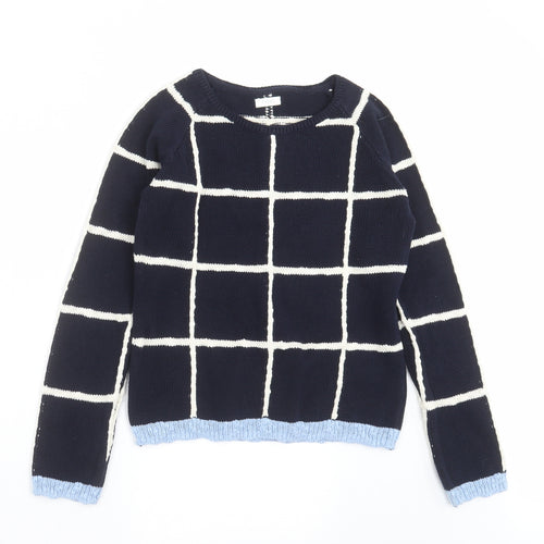 NEXT Girls Blue Check Knit Pullover Jumper Size 10 Years