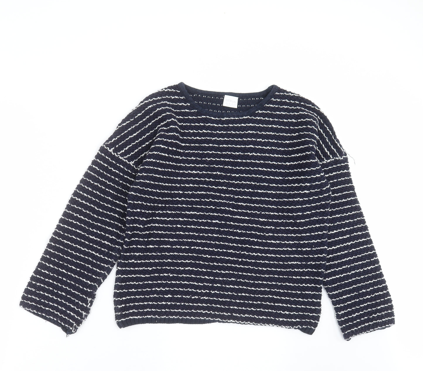 F&F Girls Blue Striped Knit Pullover Jumper Size 12-13 Years