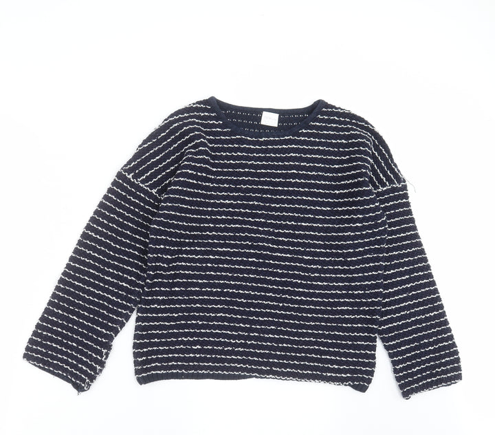 F&F Girls Blue Striped Knit Pullover Jumper Size 12-13 Years