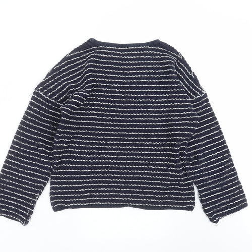 F&F Girls Blue Striped Knit Pullover Jumper Size 12-13 Years