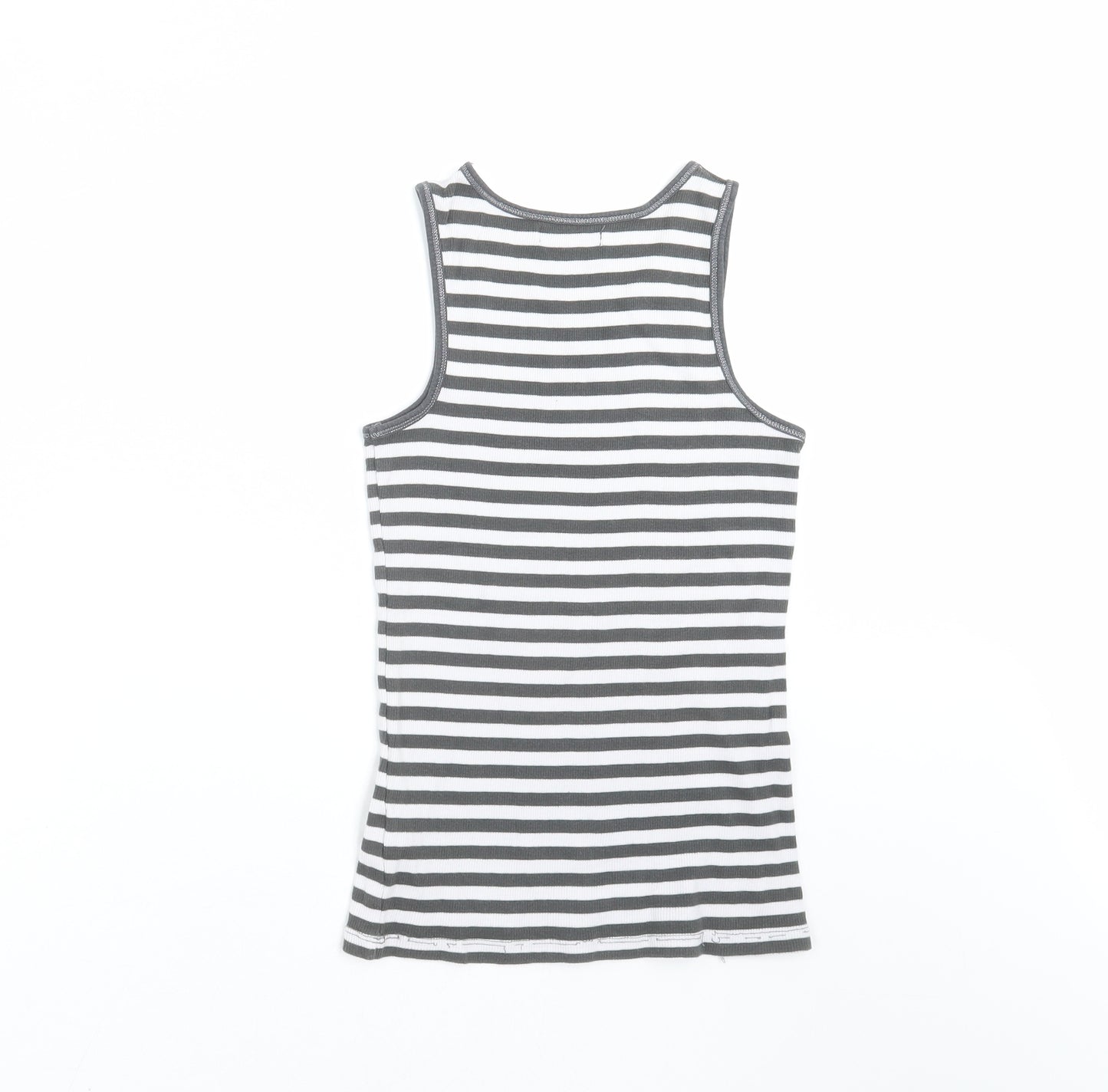 Marks and Spencer Girls Grey Striped  Basic Tank Size 11 Years