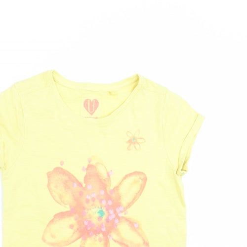 NEXT Girls Yellow Floral  Basic T-Shirt Size 11 Years