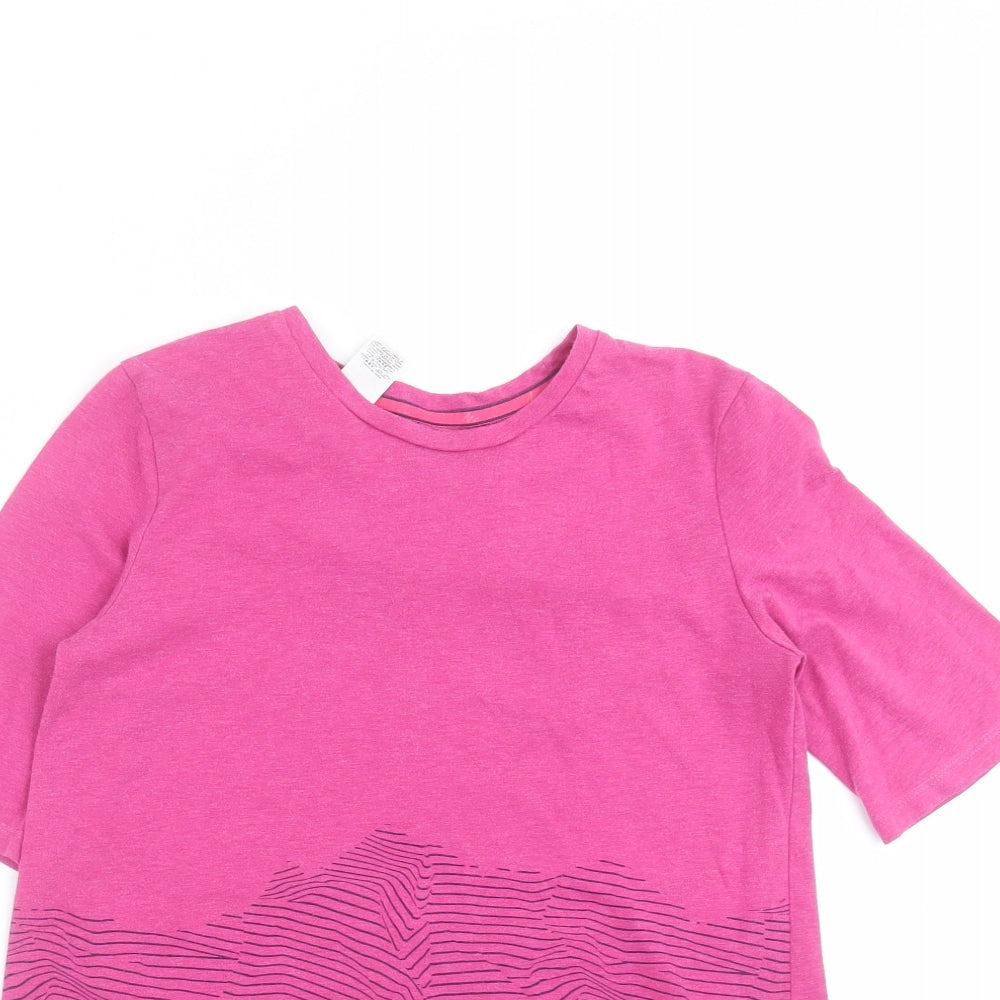 DECATHLON Girls Purple Geometric  Basic T-Shirt Size 14-15 Years  - outdoor explorer