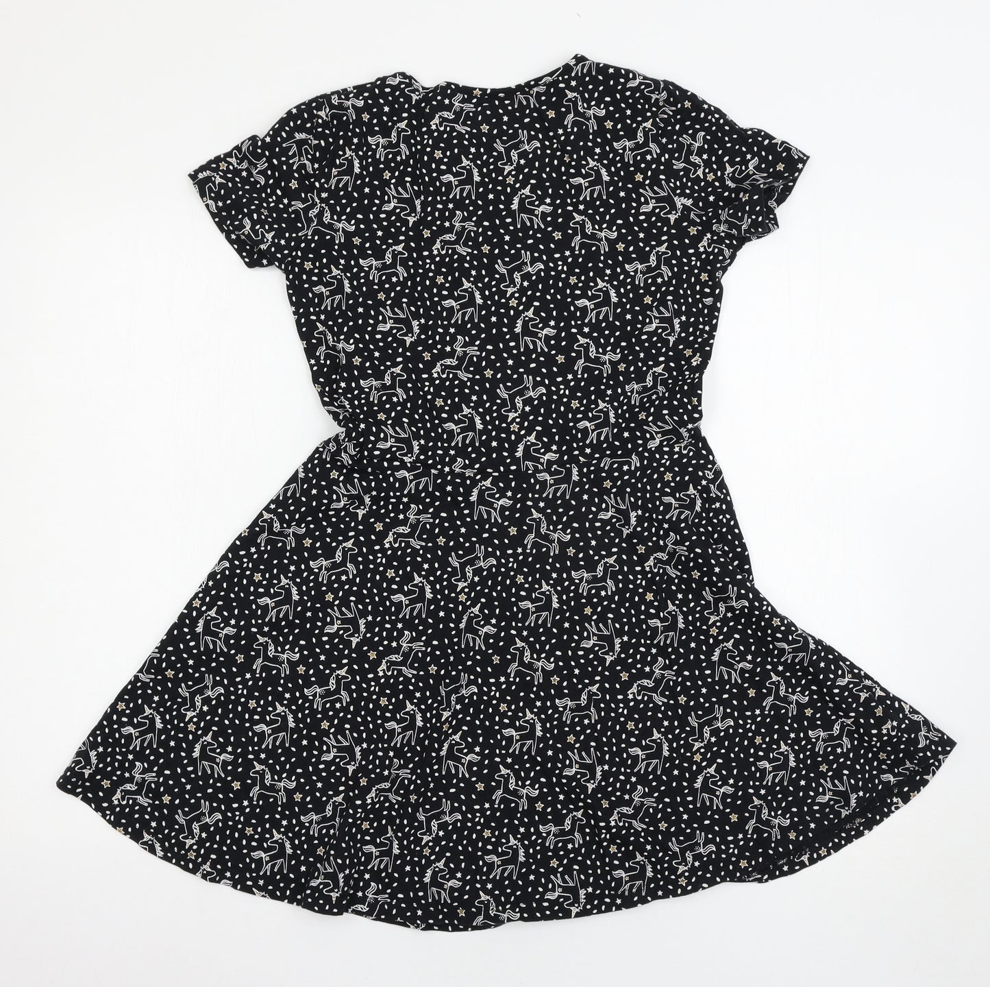 F&F Girls Black Spotted  T-Shirt Dress  Size 13-14 Years