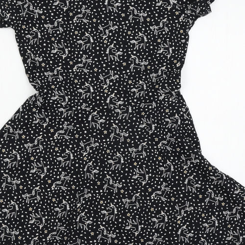 F&F Girls Black Spotted  T-Shirt Dress  Size 13-14 Years