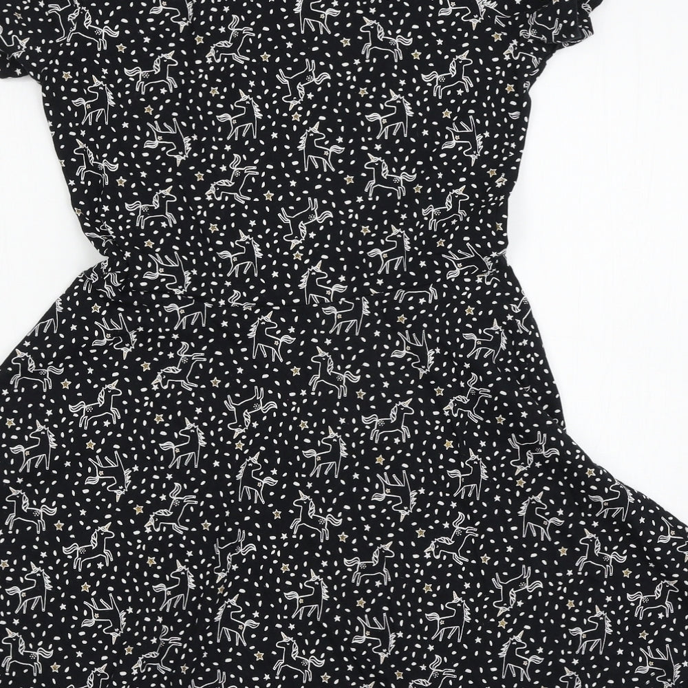 F&F Girls Black Spotted  T-Shirt Dress  Size 13-14 Years