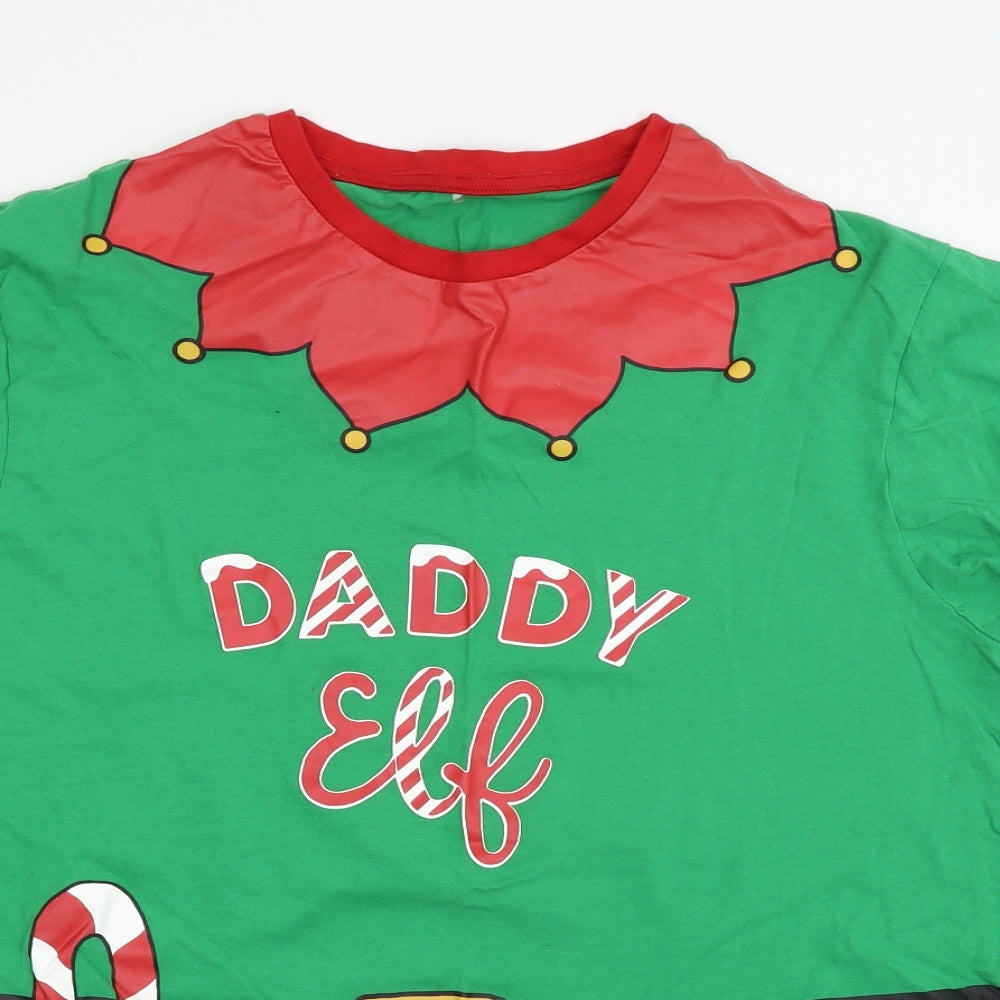 George Mens Green Solid   Pyjama Top Size L  - Christmas pyjama top