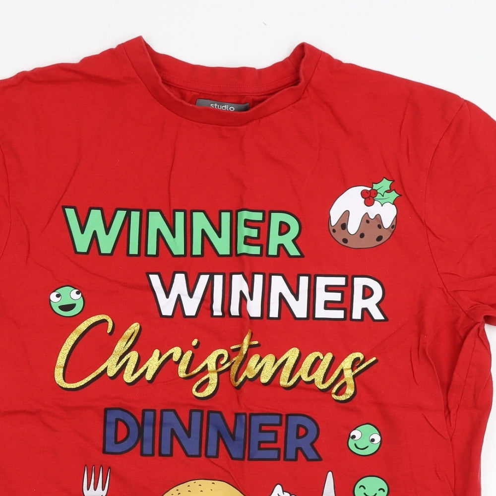 Studio Mens Red Solid   Pyjama Top Size L