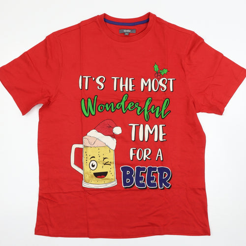 Studio Mens Red Solid   Pyjama Top Size L  - Christmas pyjama top