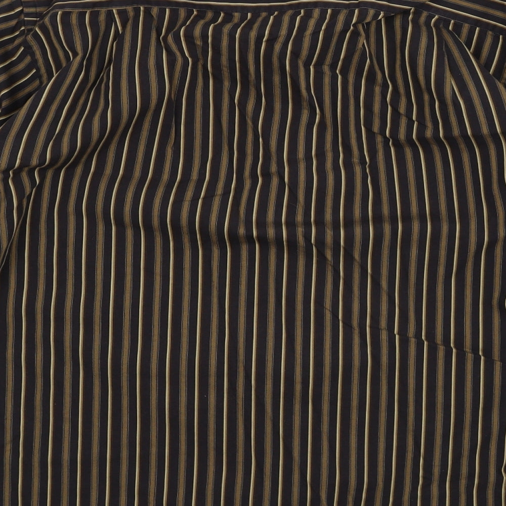 George Mens Brown Striped   Button-Up Size 17