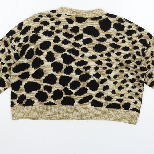 Topshop Womens Brown Animal Print  Pullover Jumper Size 6